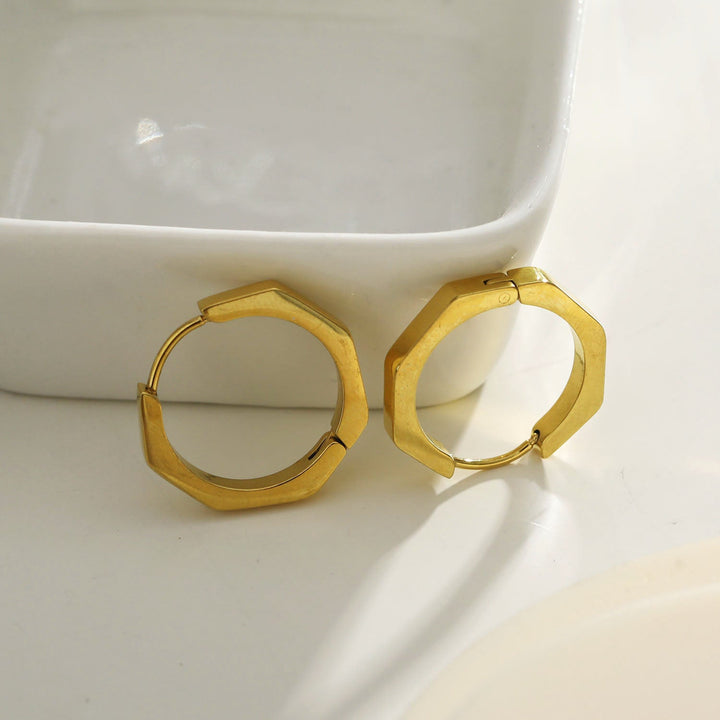 BOLZANO Hexagon Shaped Contemporary Hoop Earrings